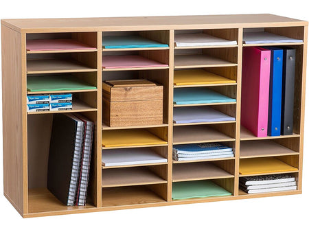 AdirOffice 500 Series 36-Compartment Literature Organizers, 39.3" x 11.8", Medium Oak