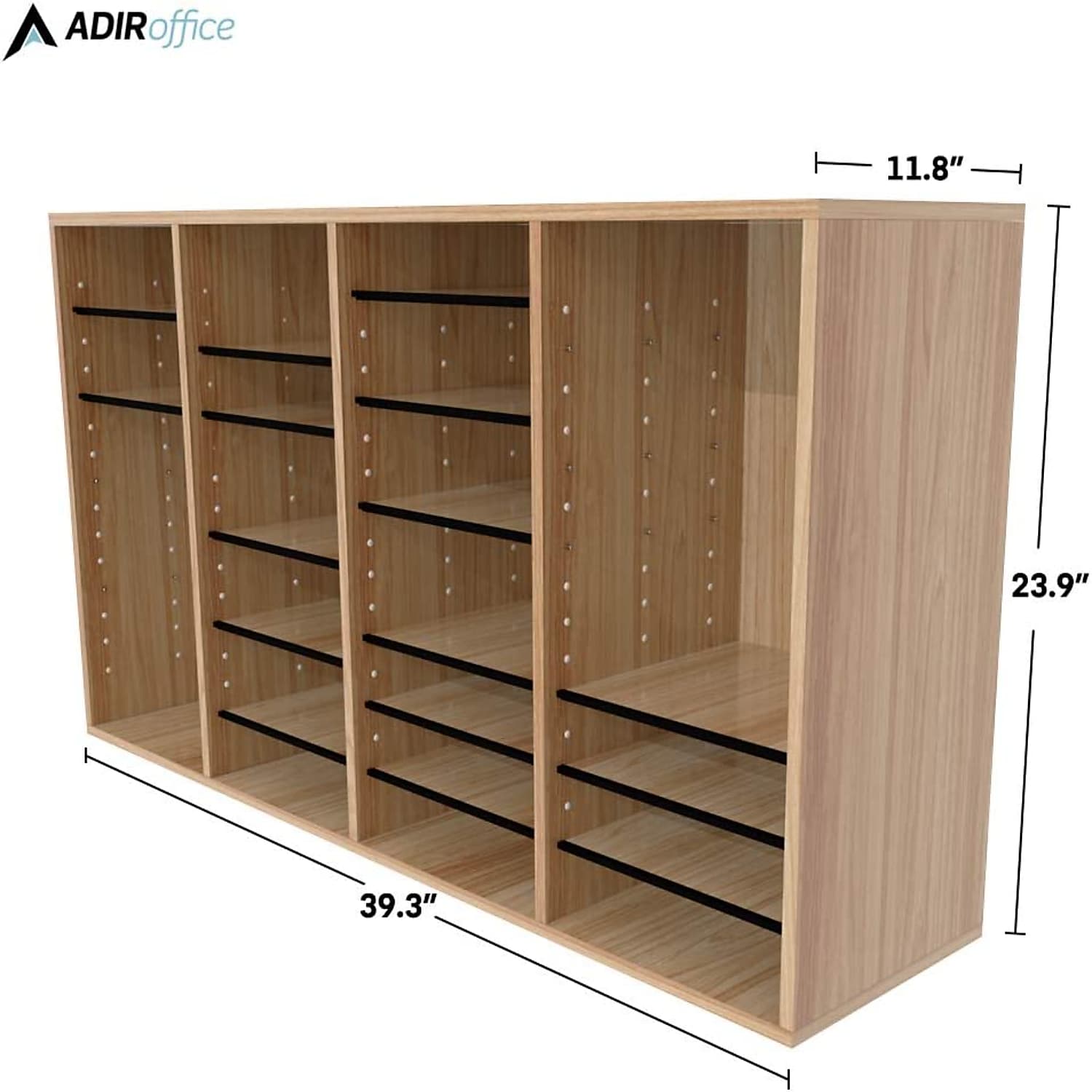 AdirOffice 500 Series 36-Compartment Literature Organizers, 39.3" x 11.8", Medium Oak