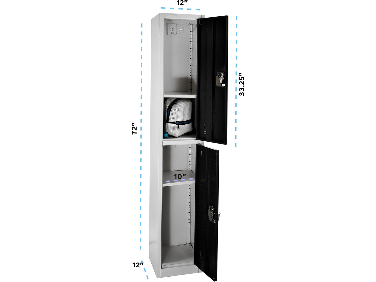 AdirOffice 72'' 2-Tier Key Lock Black Steel Storage Locker