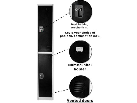 AdirOffice 72'' 2-Tier Key Lock Black Steel Storage Locker