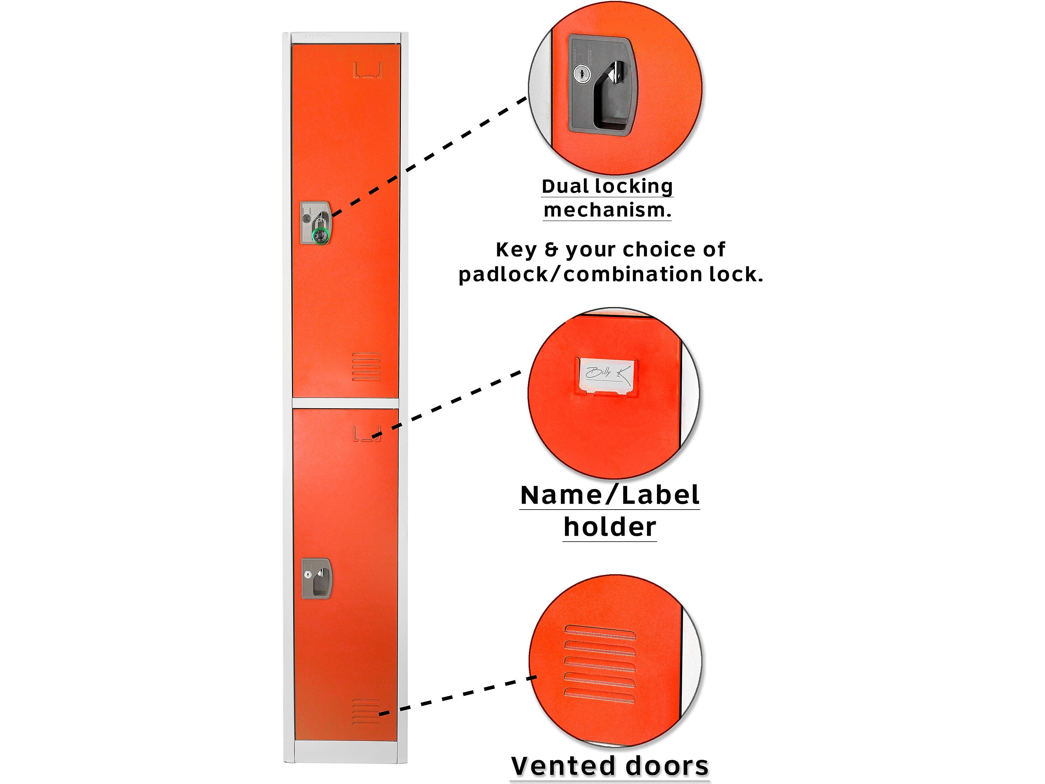 AdirOffice 72'' 2-Tier Key Lock Red Steel Storage Locker