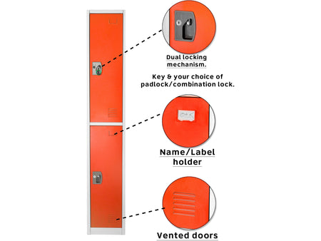 AdirOffice 72'' 2-Tier Key Lock Red Steel Storage Locker