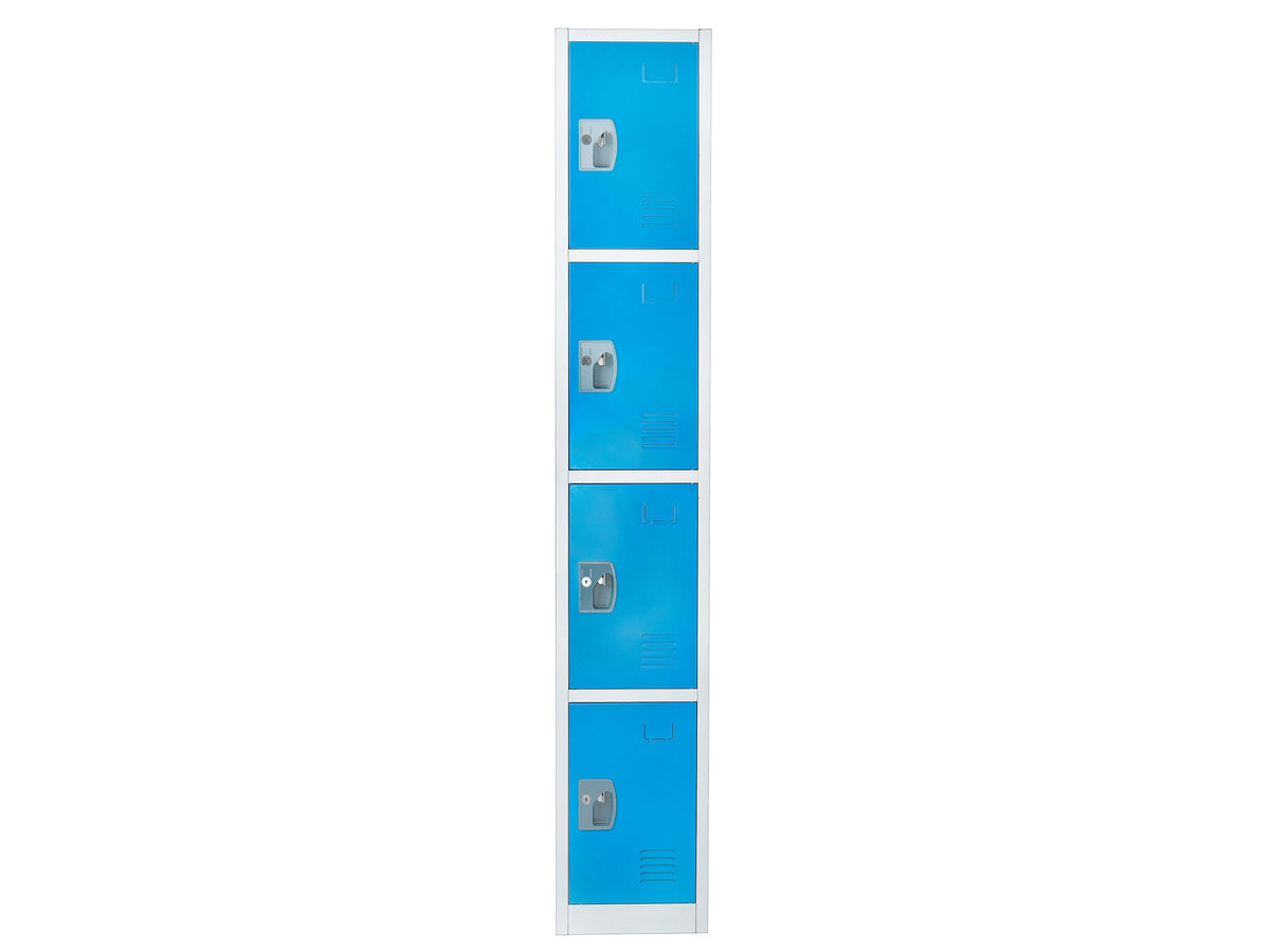 AdirOffice 72'' 4-Tier Key Lock Blue Steel Storage Locker, 2/Pack