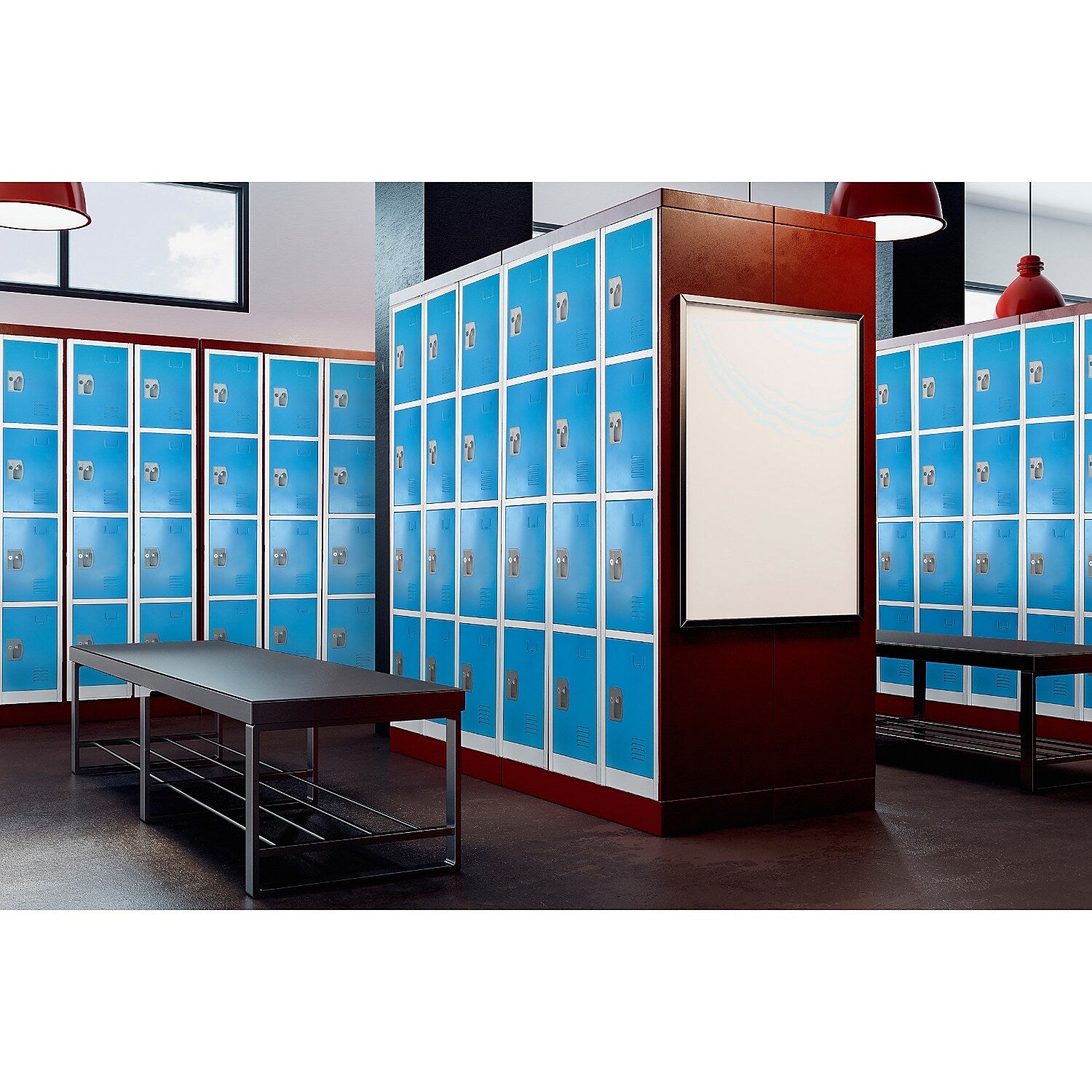 AdirOffice 72'' 4-Tier Key Lock Blue Steel Storage Locker, 2/Pack