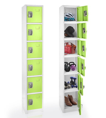 AdirOffice 72'' 6-Tier Key Lock Green Steel Storage Locker