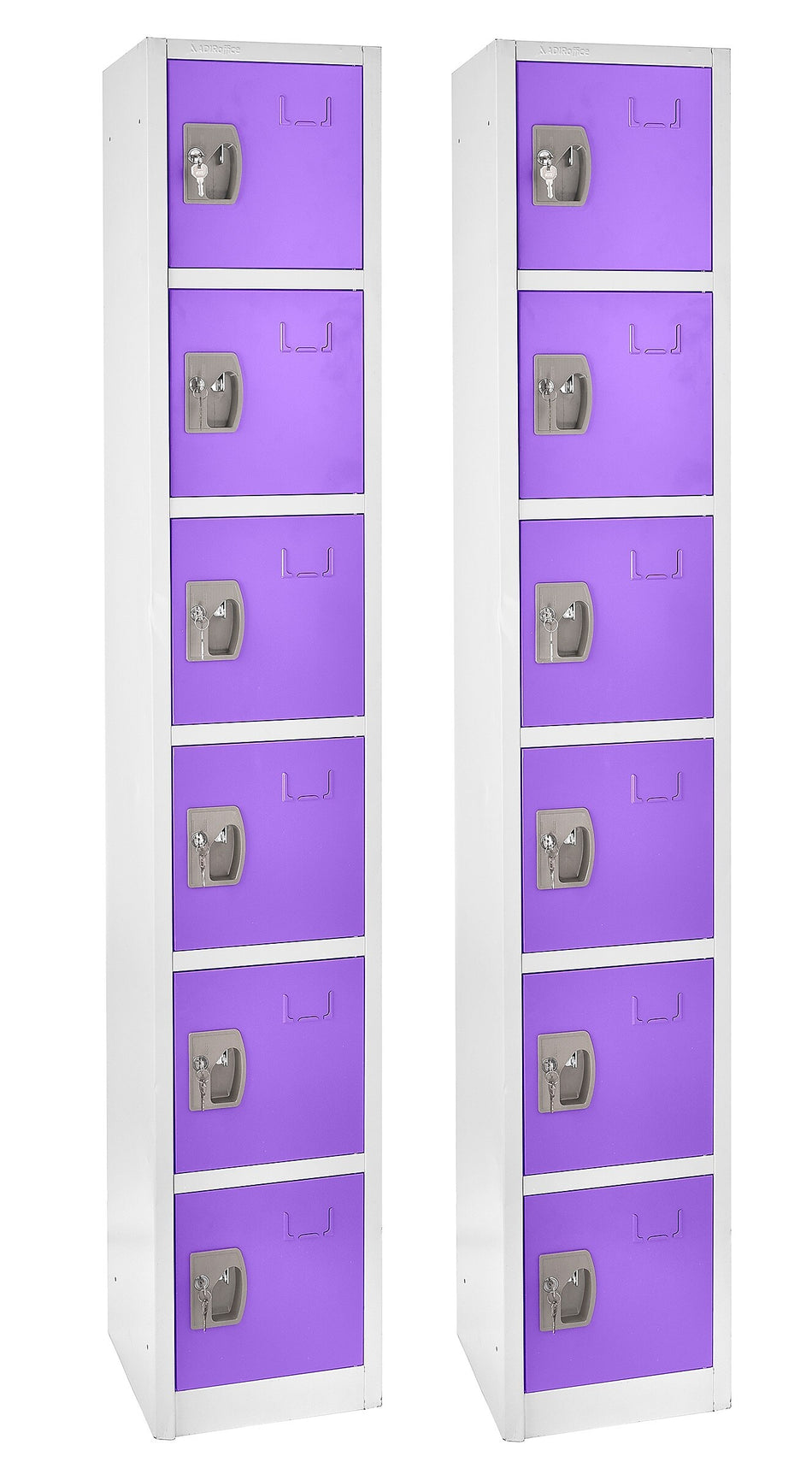 AdirOffice 72'' 6-Tier Key Lock Purple Steel Storage Locker, 2/Pack