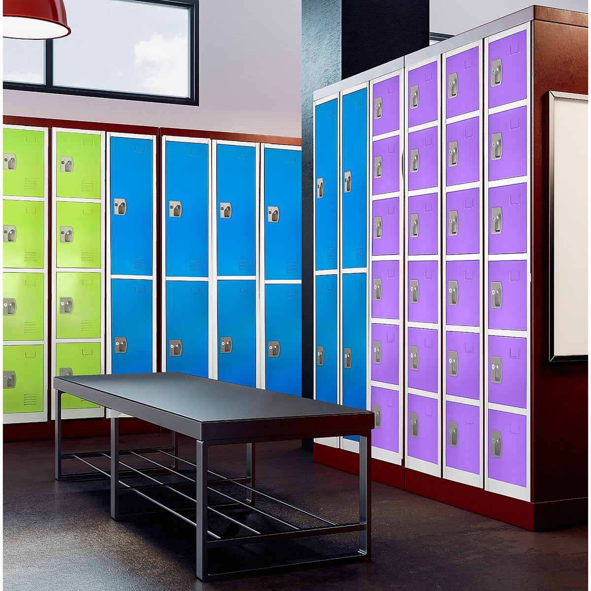 AdirOffice 72'' 6-Tier Key Lock Purple Steel Storage Locker, 2/Pack