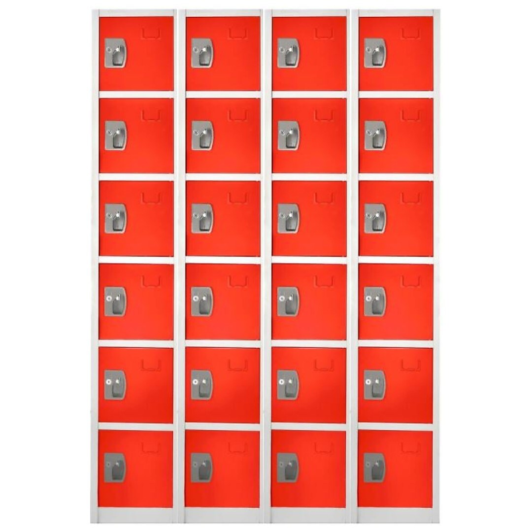 AdirOffice 72'' 6-Tier Key Lock Red Steel Storage Locker, 4/Pack