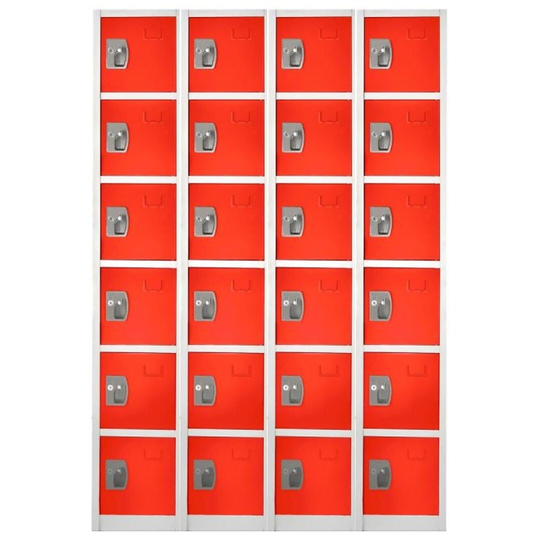 AdirOffice 72'' 6-Tier Key Lock Red Steel Storage Locker, 4/Pack