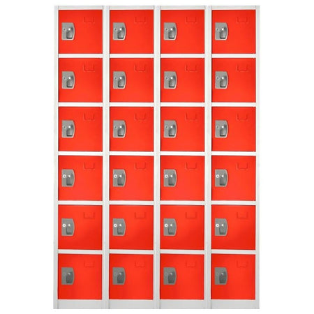 AdirOffice 72'' 6-Tier Key Lock Red Steel Storage Locker, 4/Pack