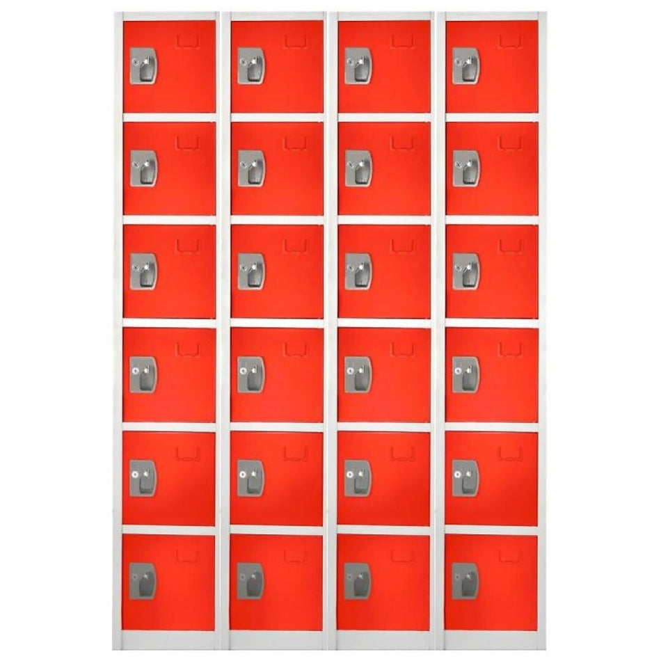 AdirOffice 72'' 6-Tier Key Lock Red Steel Storage Locker, 4/Pack