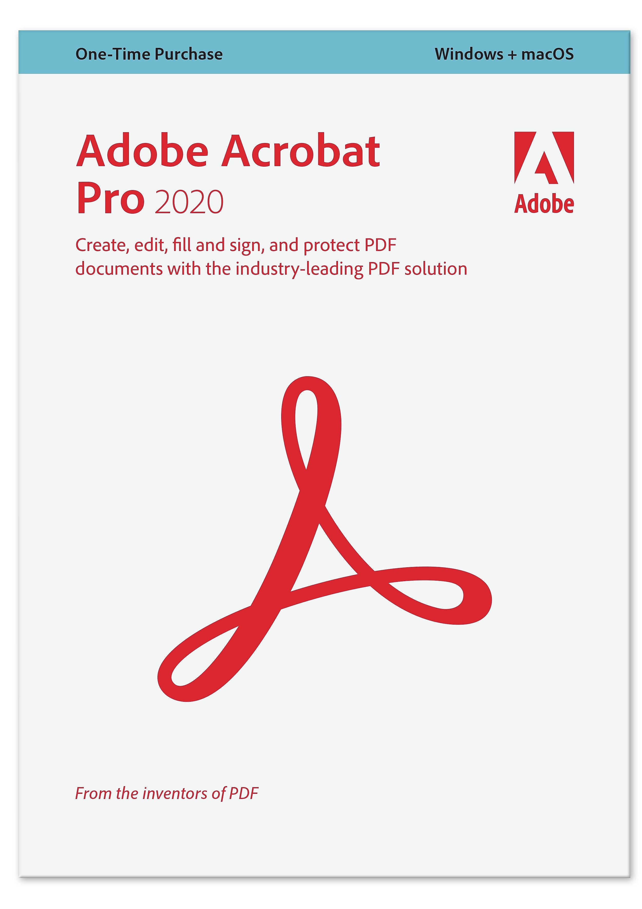 Adobe Acrobat Pro 2020 for 1 User, Windows and Mac, DVD