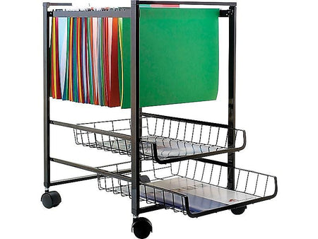 Advantus 2-Shelf Metal Mobile File Cart with Lockable Wheels, Black