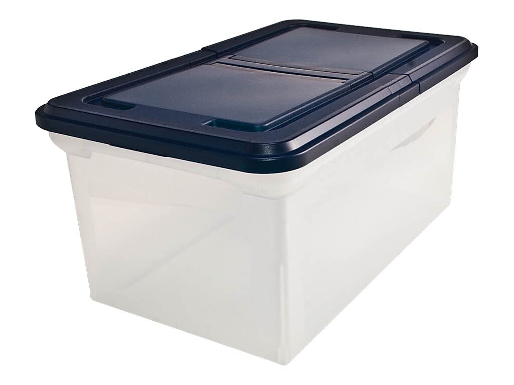 Advantus Extra Capacity File Storage Box with Lid, Letter Size, Clear/Navy