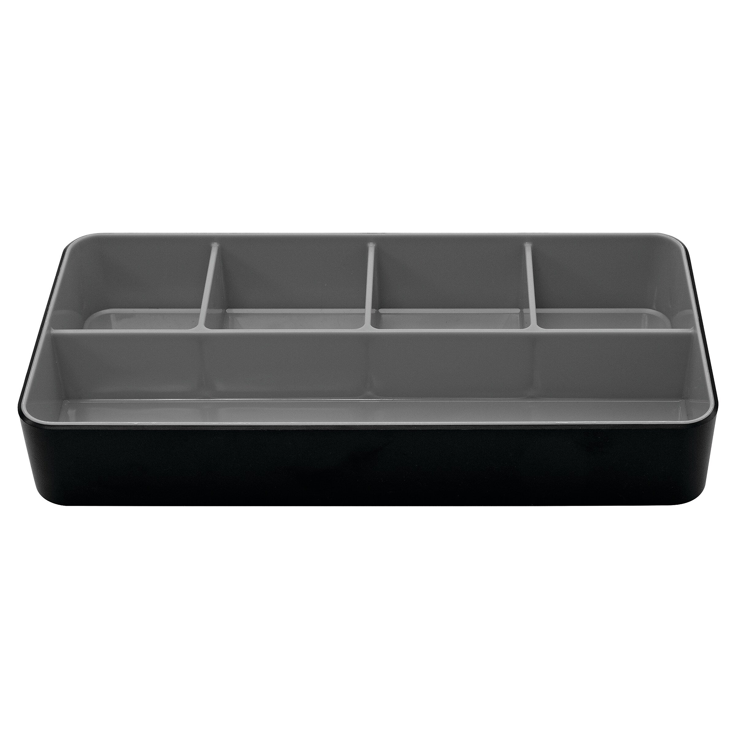 Advantus Fusion 5 Compartment Desk Tray, Black and Gray, Each