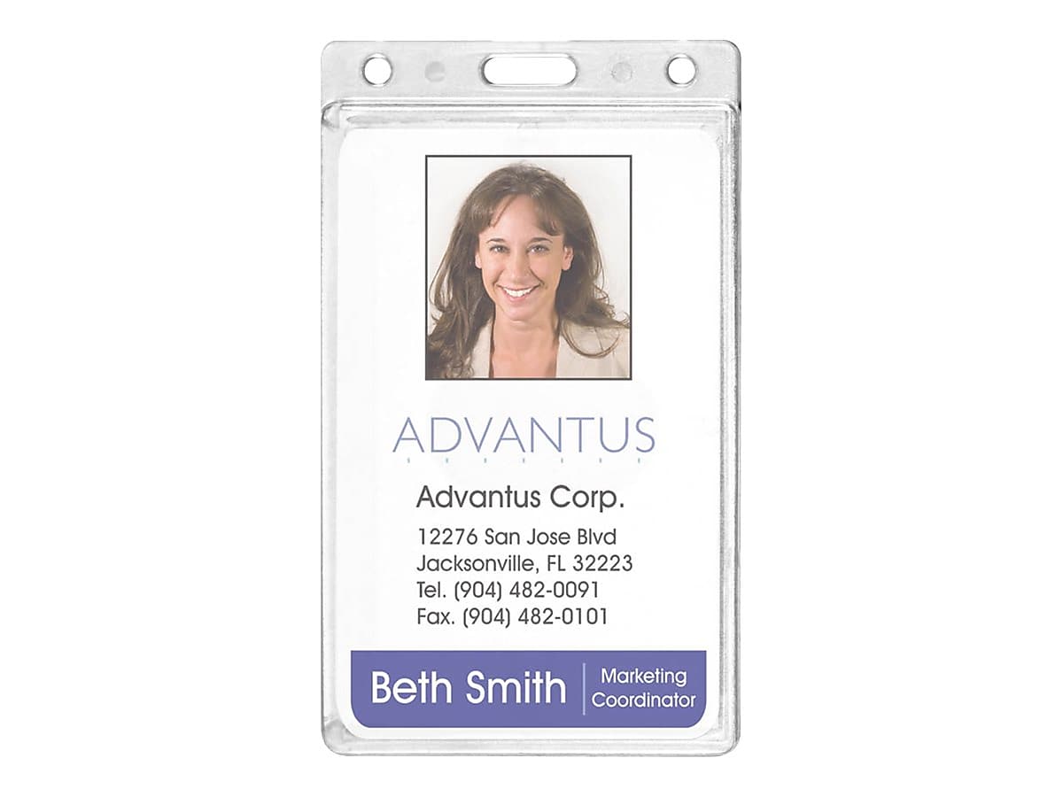 Advantus ID Badge Holders, Clear, 25/Box