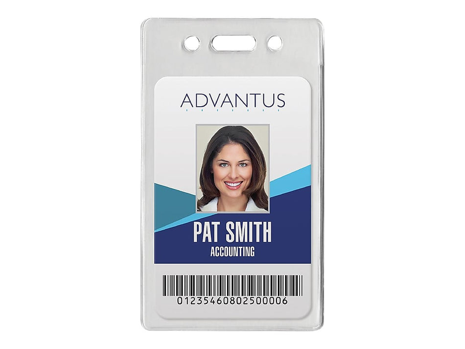 Advantus ID Badge Holders, Clear, 50/Pack