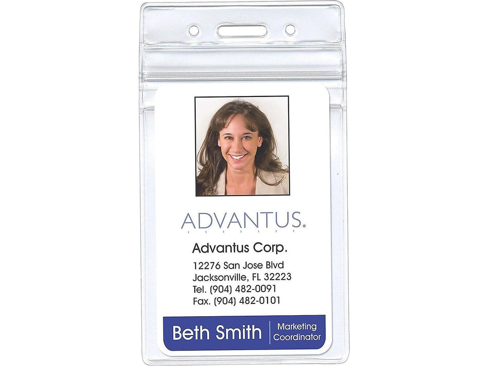 Advantus ID Badge Holders, Clear, 50/Pack