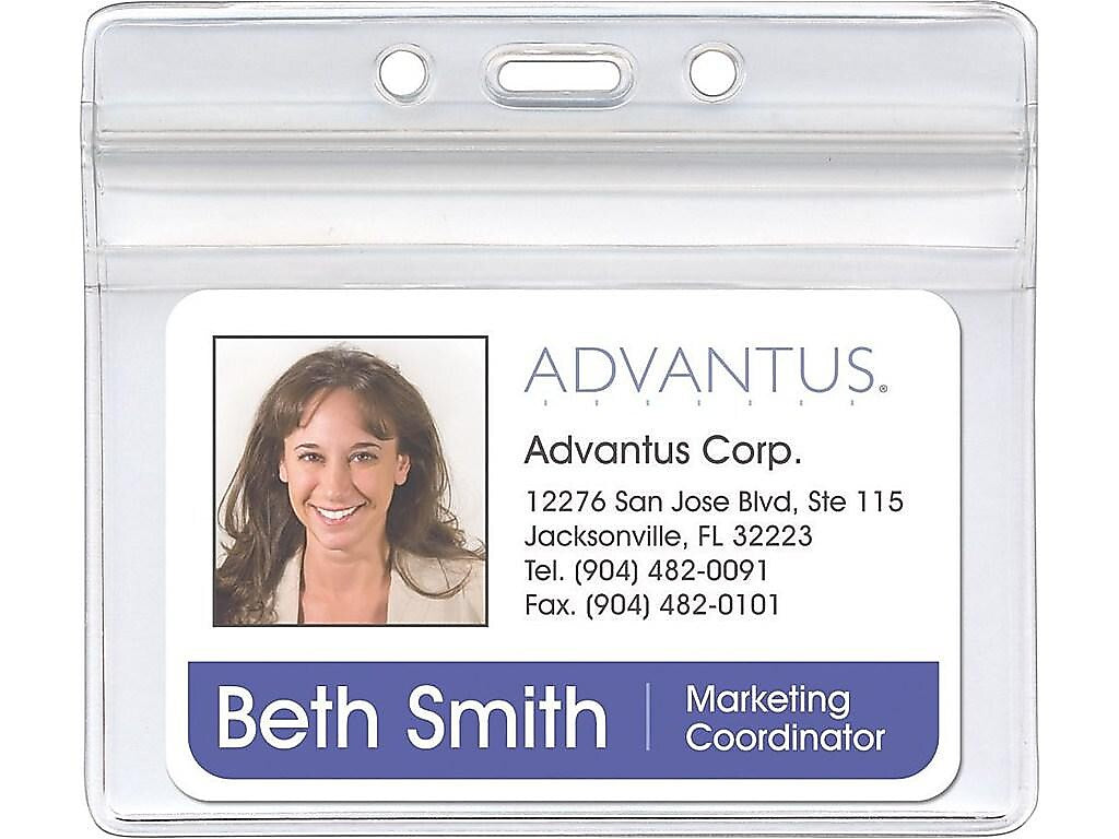Advantus ID Badge Holders, Clear, 50/Pack