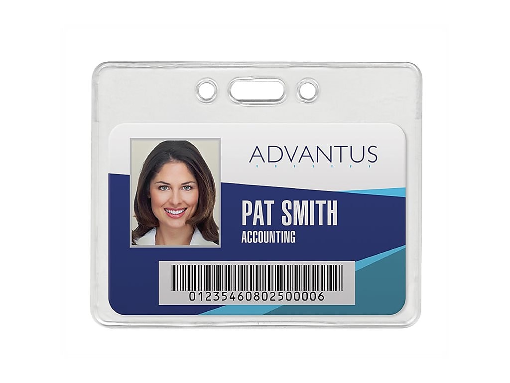 Advantus ID Badge Holders, Clear, 50/Pack