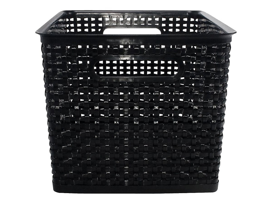 Advantus Large Weave Plastic Bin, Black, Each