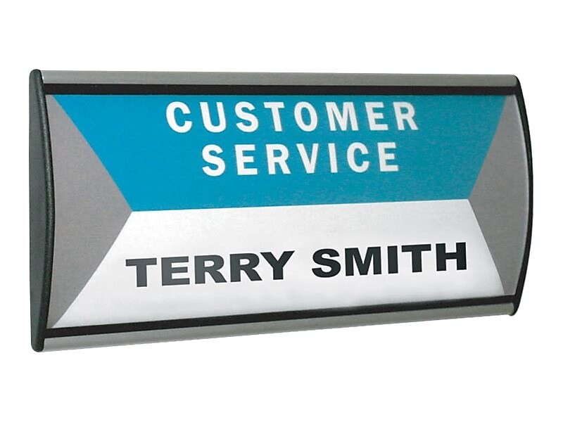 Advantus People Pointer Wall/Door Aluminum/Plastic Sign, Black/Silver