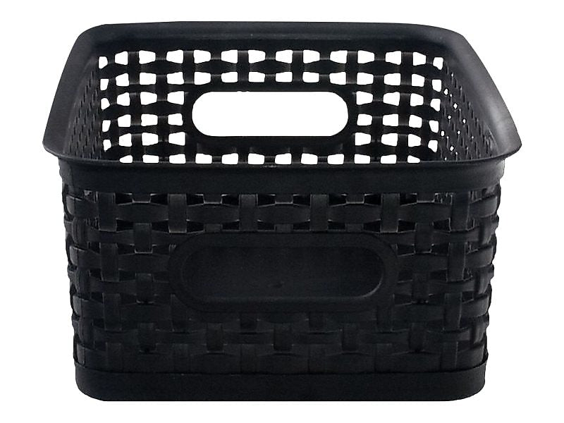 Advantus Small Weave Plastic Bin, Black, Each