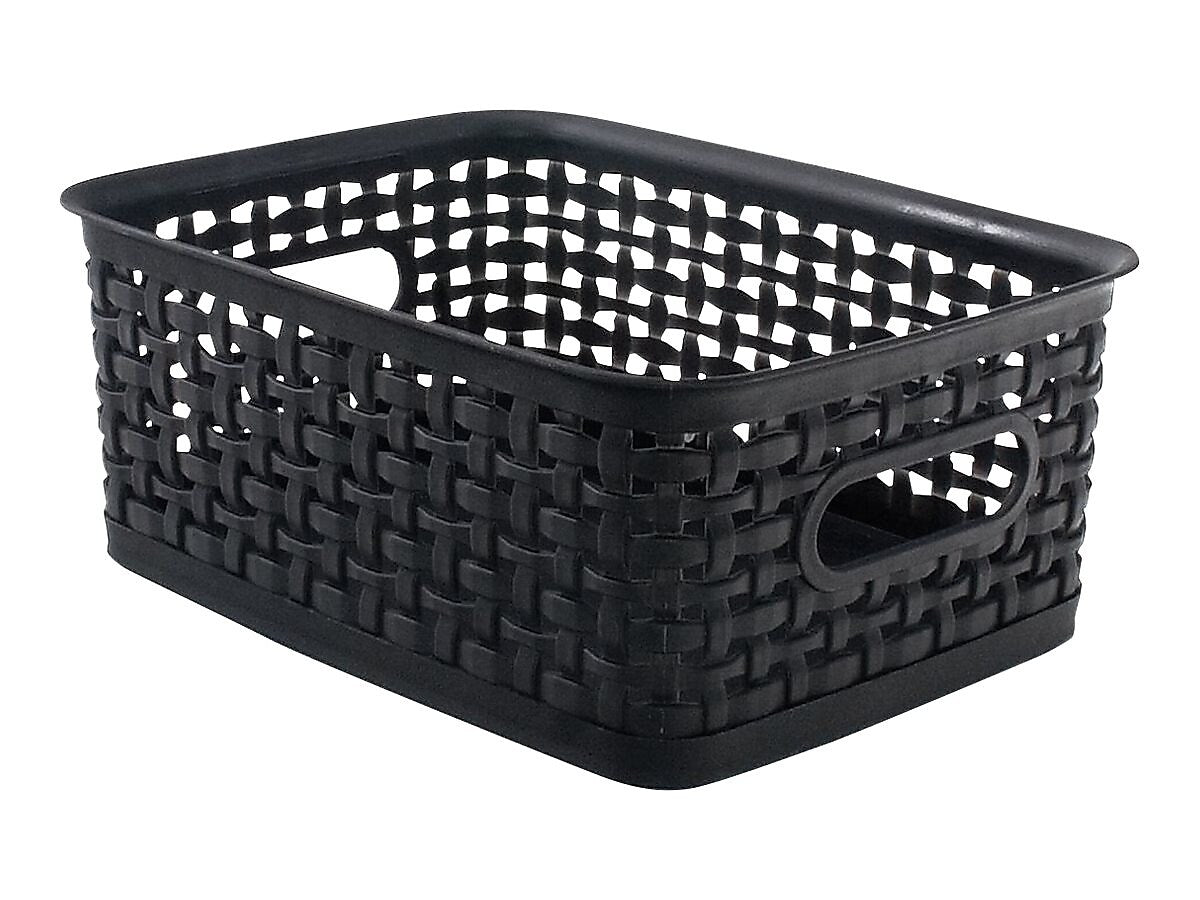 Advantus Small Weave Plastic Bin, Black, Each