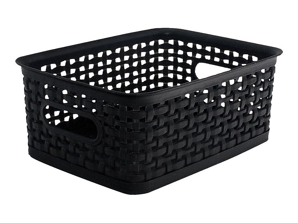 Advantus Small Weave Plastic Bin, Black, Each