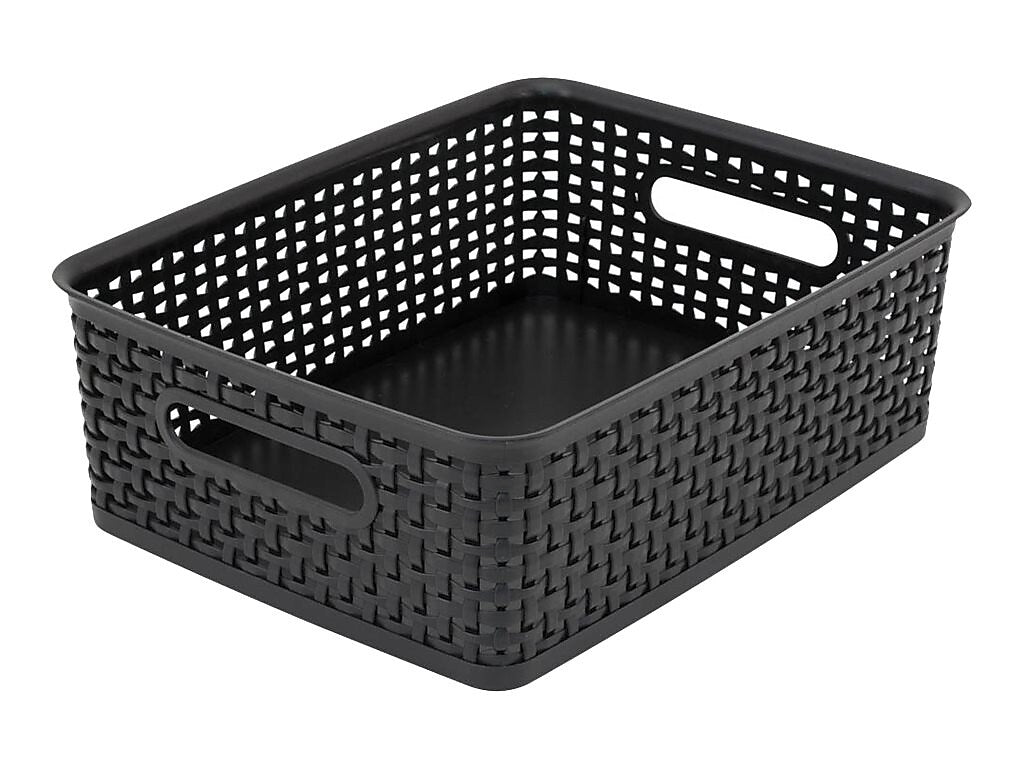Advantus Weave Plastic Bin, Black, 2/Pack
