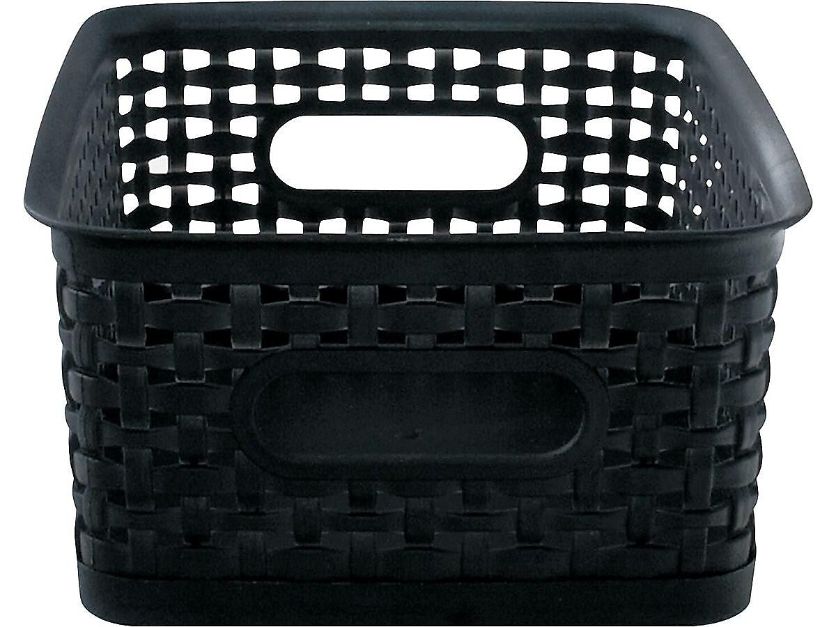 Advantus Weave Plastic Bins, Black, 3/Pack