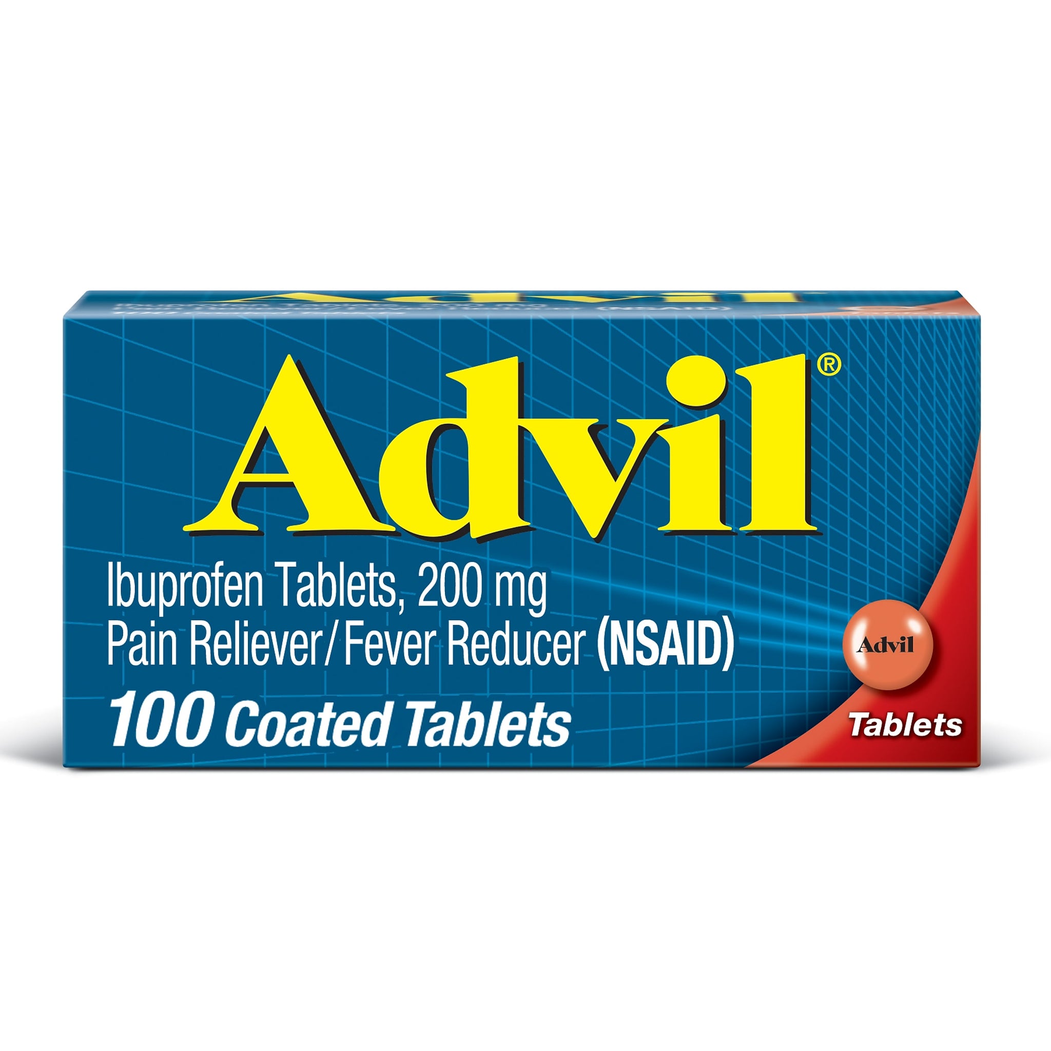Advil Ibuprofen Pain Reliever/Fever Reducer, 200mg, 100/Box