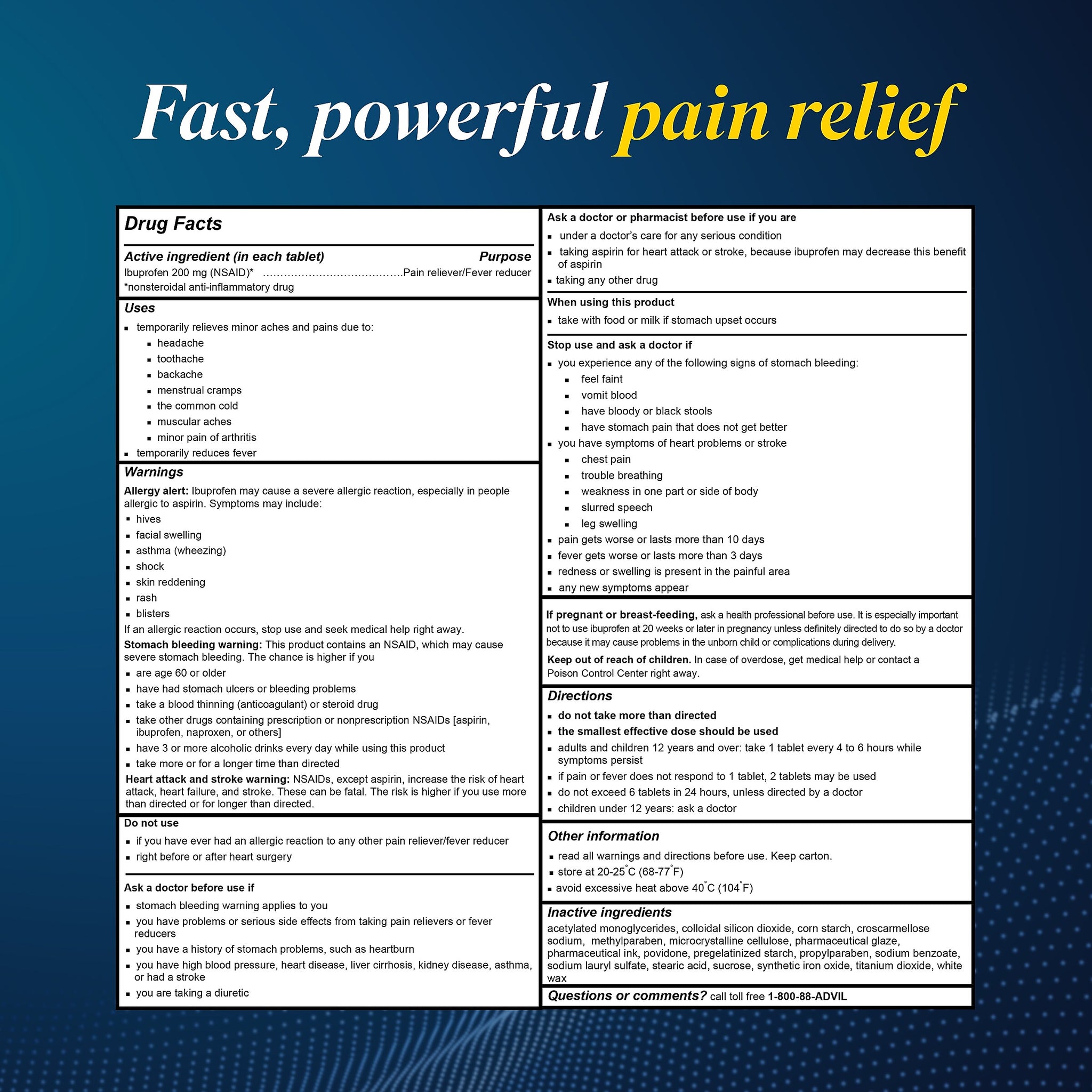 Advil Ibuprofen Pain Reliever/Fever Reducer, 200mg, 100/Box