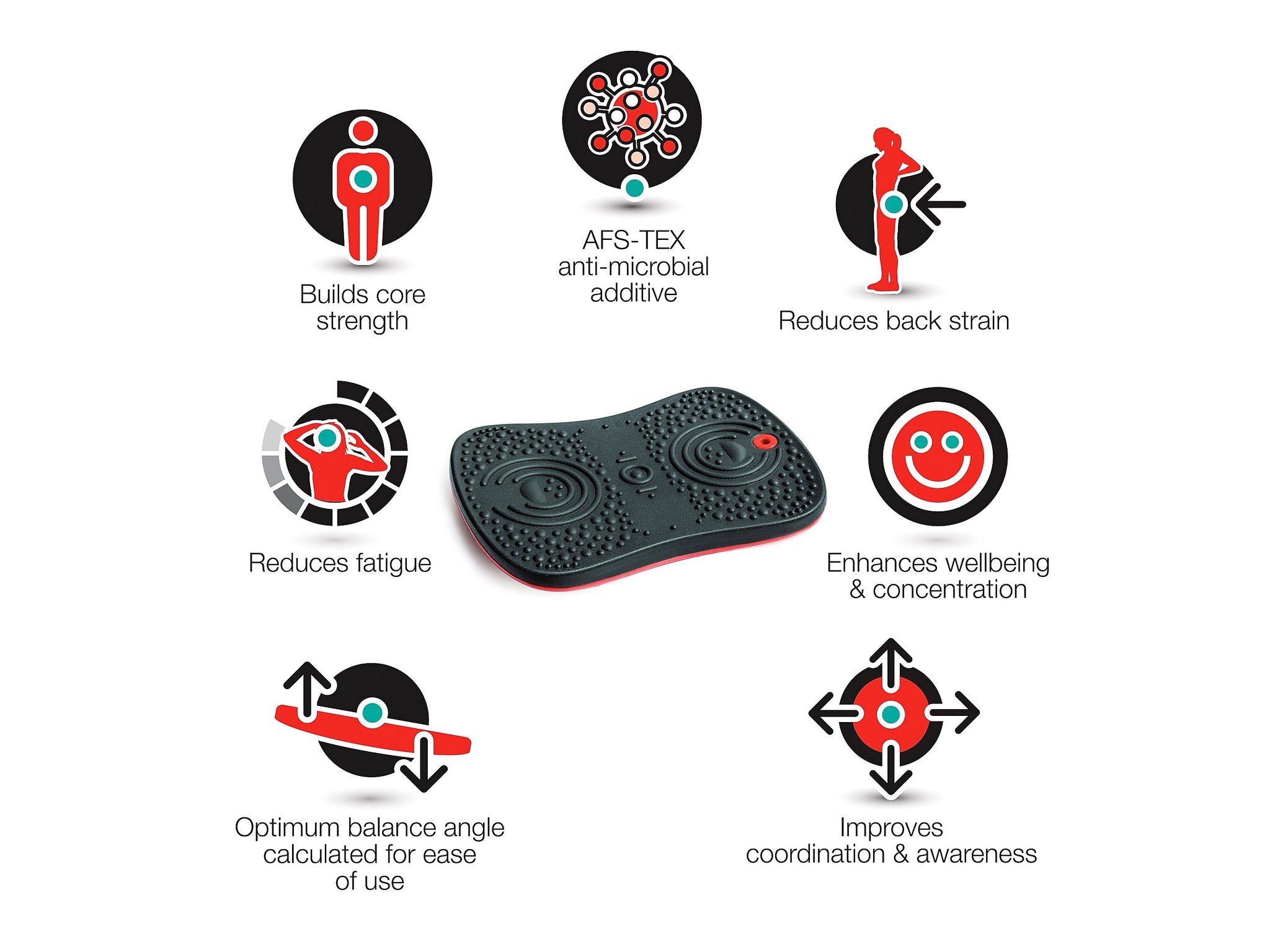 AFS-TEX Midnight Black Active Balance Board, 300 Lbs. Capacity