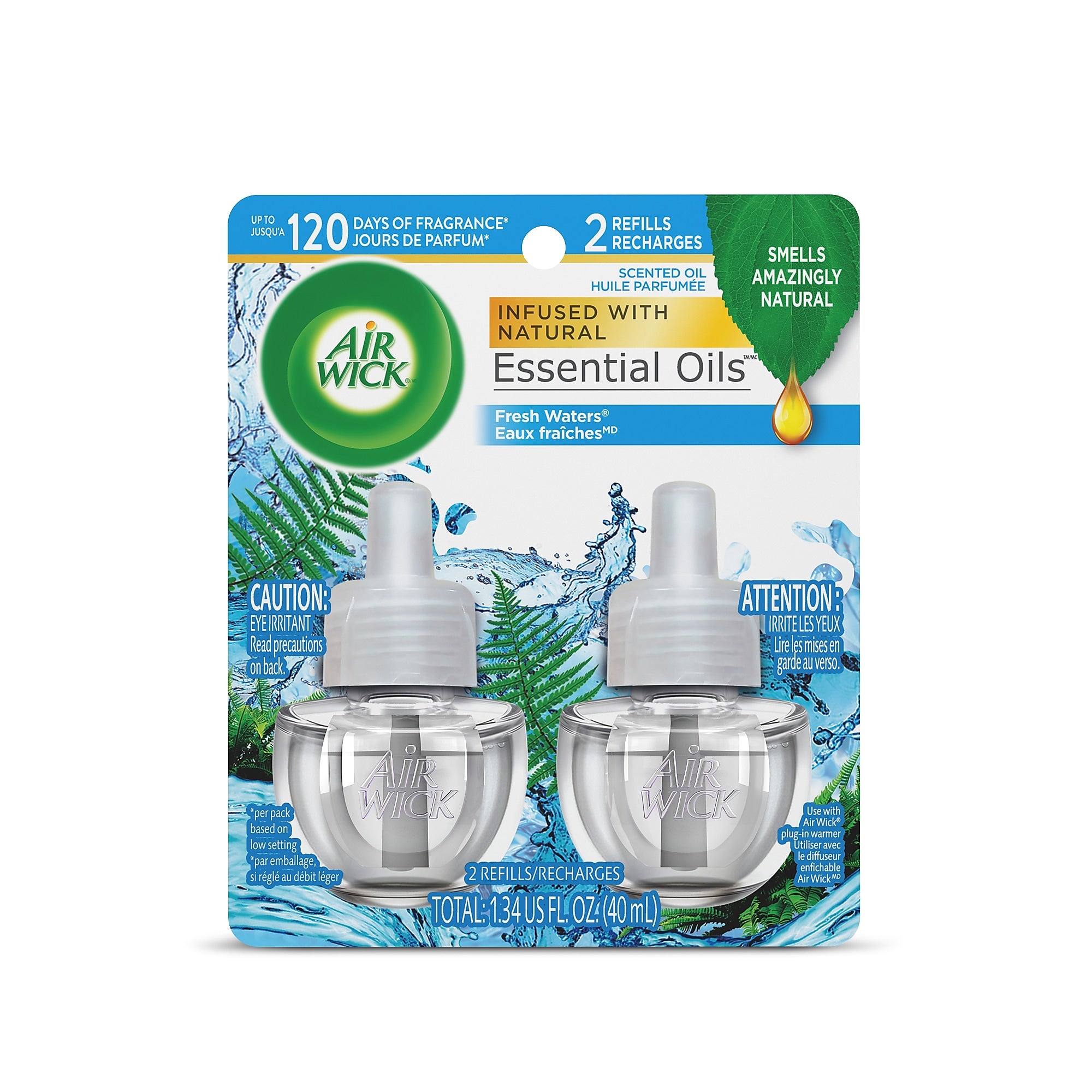 Air Wick Scented Oils, Fresh Waters, 0.67 oz., 2/Pack