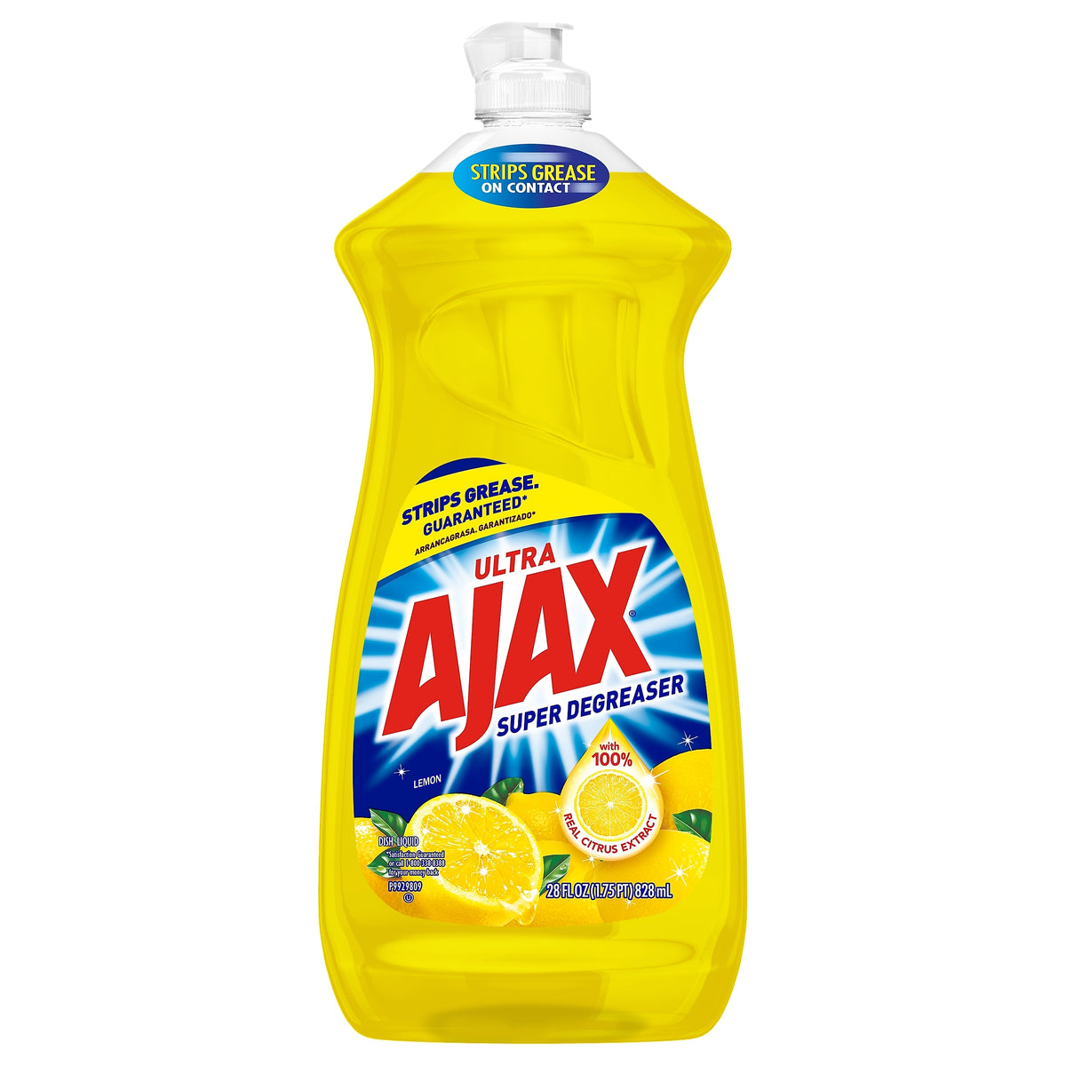 Ajax Super Degreaser Liquid Dish Soap, Lemon, 28 oz.