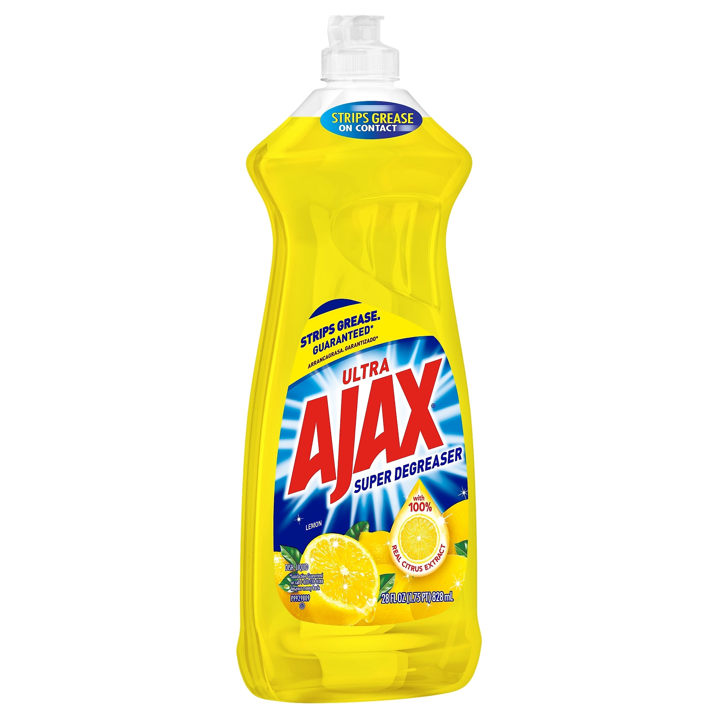 Ajax Super Degreaser Liquid Dish Soap, Lemon, 28 oz.