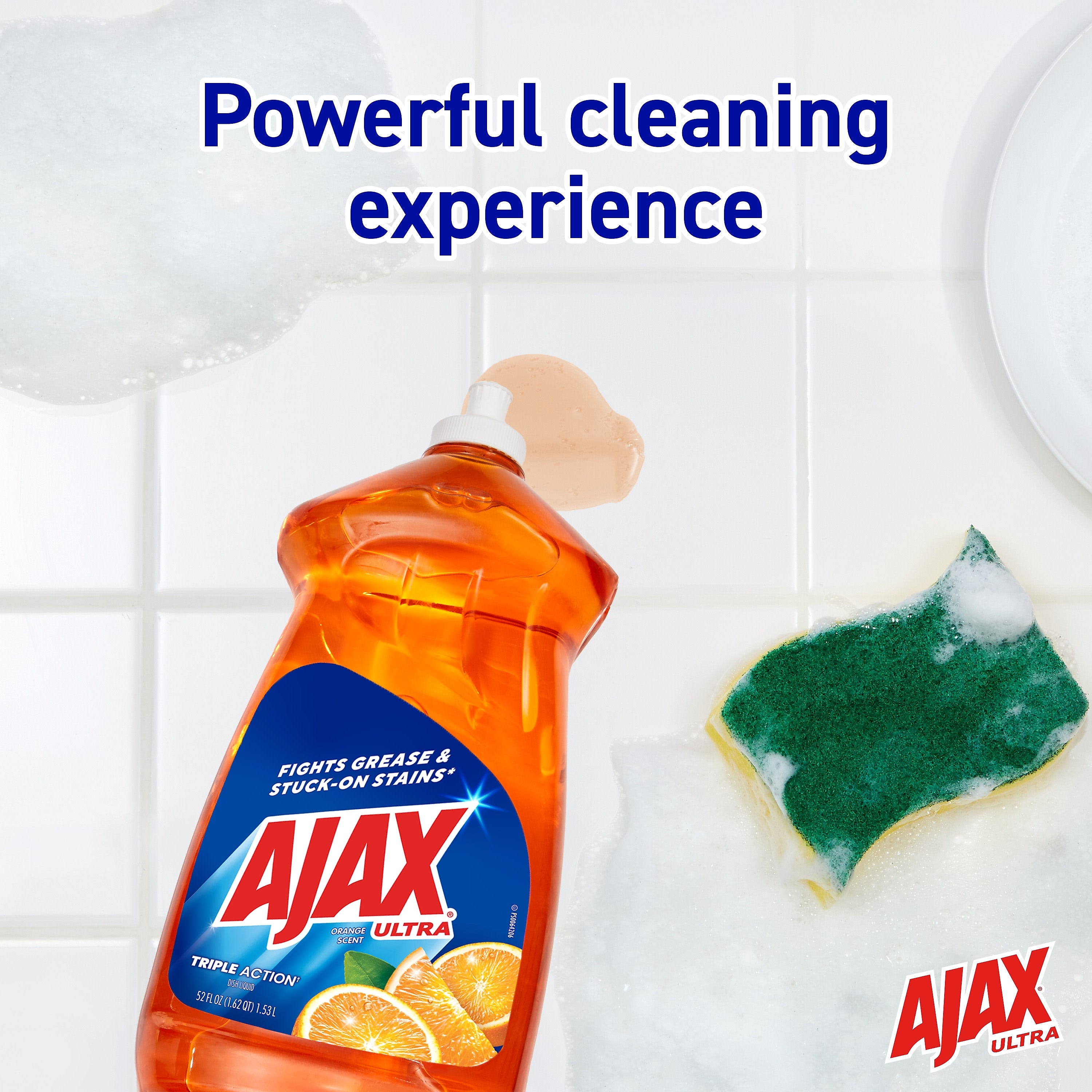 Ajax Triple Action Liquid Dish Soap, Orange, 52 oz., 6/Carton