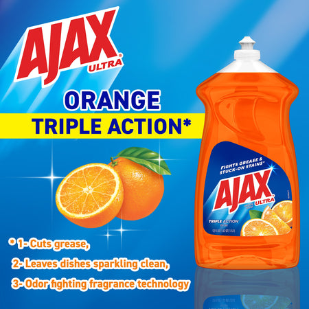 Ajax Triple Action Liquid Dish Soap, Orange, 52 oz., 6/Carton