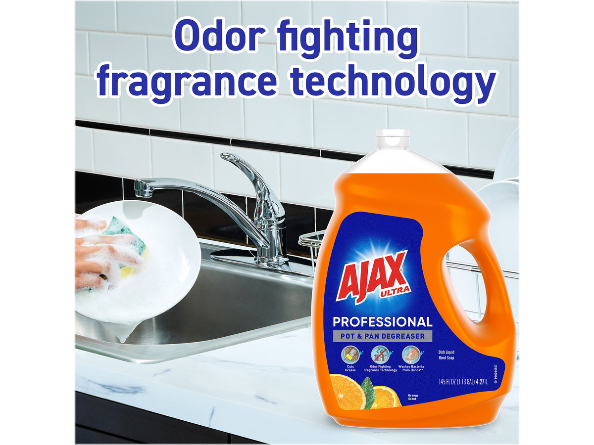 Ajax Ultra Professional Antibacterial Pot & Pan Dish Soap, Orange Scent, 145 fl. oz.