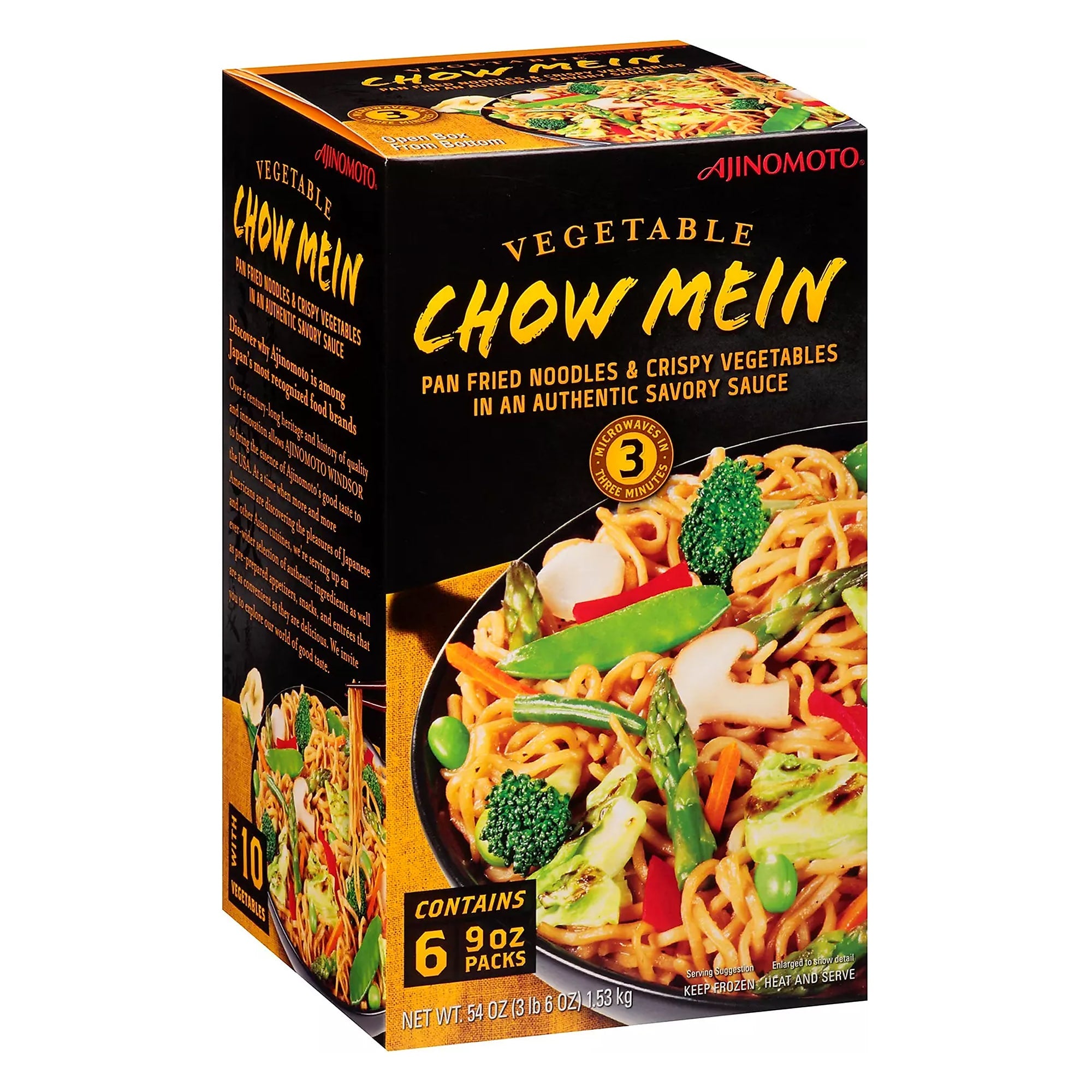 Ajinomoto Vegetable Chow Mein, Frozen, 9 oz., 6 Pack/Box
