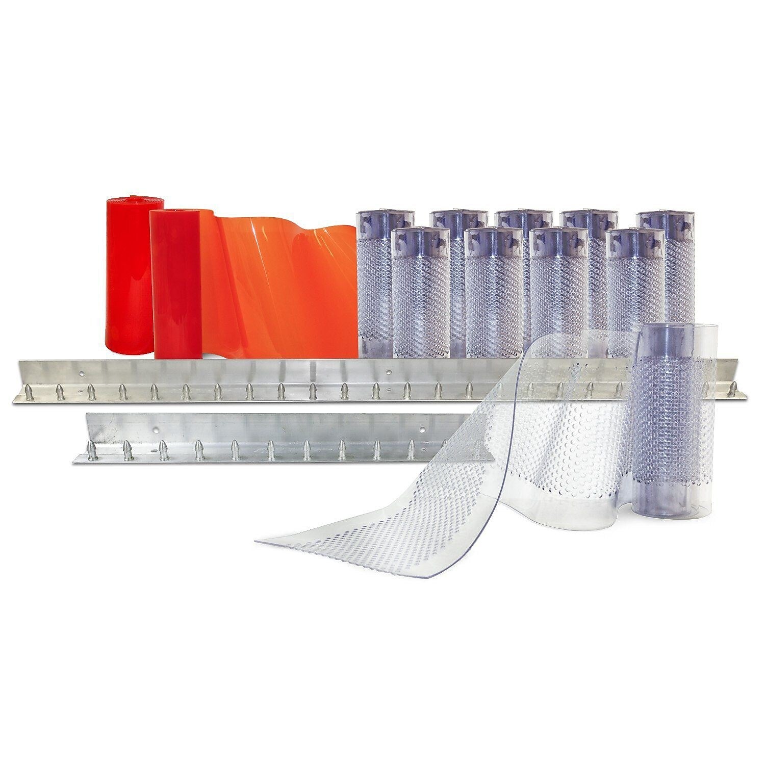 Aleco Clear-Flex II Standard AirStream Perforated PVC Strip Door Kit w/MaxBullet Mounting Hardware, 8