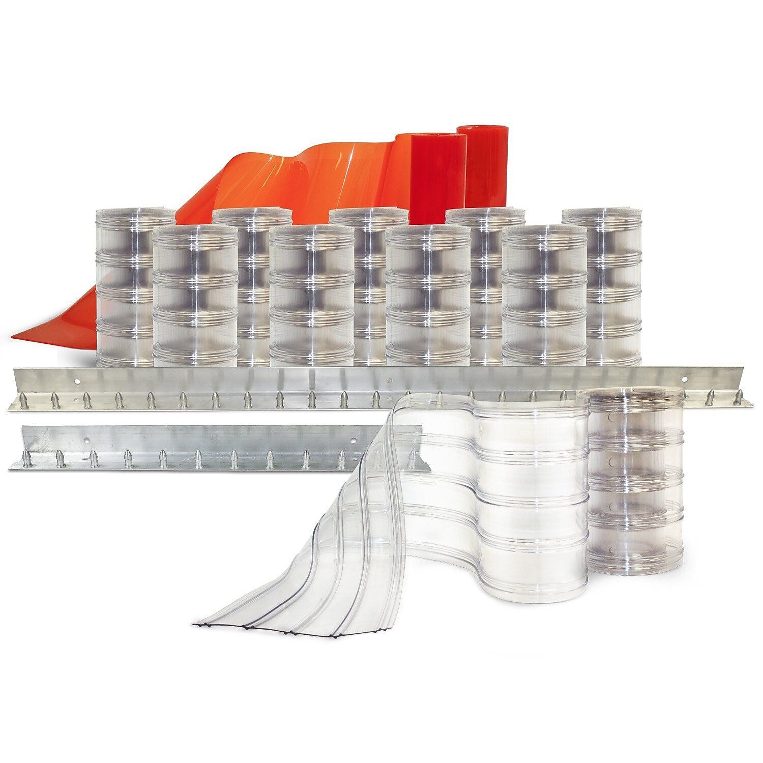 Aleco Clear-Flex II Standard Scratch-Guard Ribbed Strip Door Kit w/MaxBullet Mounting Hardware, 8