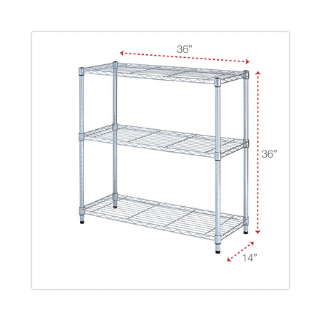 Alera® 3-Shelf Metal Shelving Unit, 36" Width, Silver