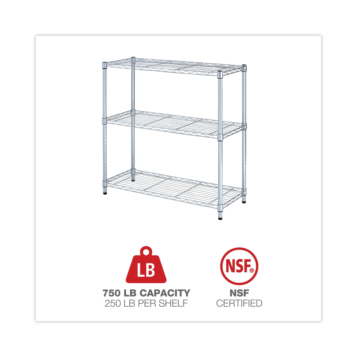 Alera® 3-Shelf Metal Shelving Unit, 36" Width, Silver