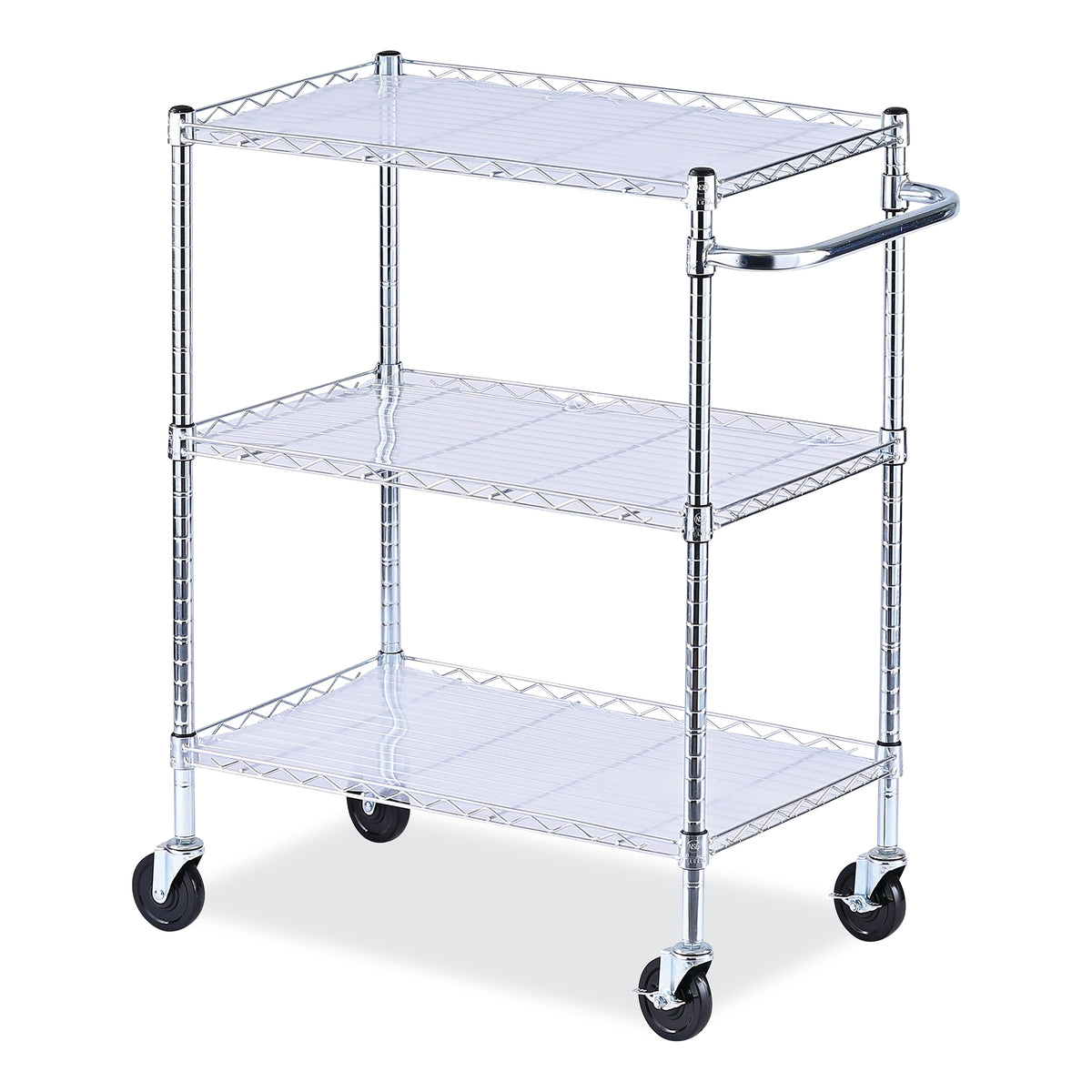 Alera® 3-Shelf Wire Cart with Liners, 34.5w x 18d x 40h, Silver, 600-lb Capacity