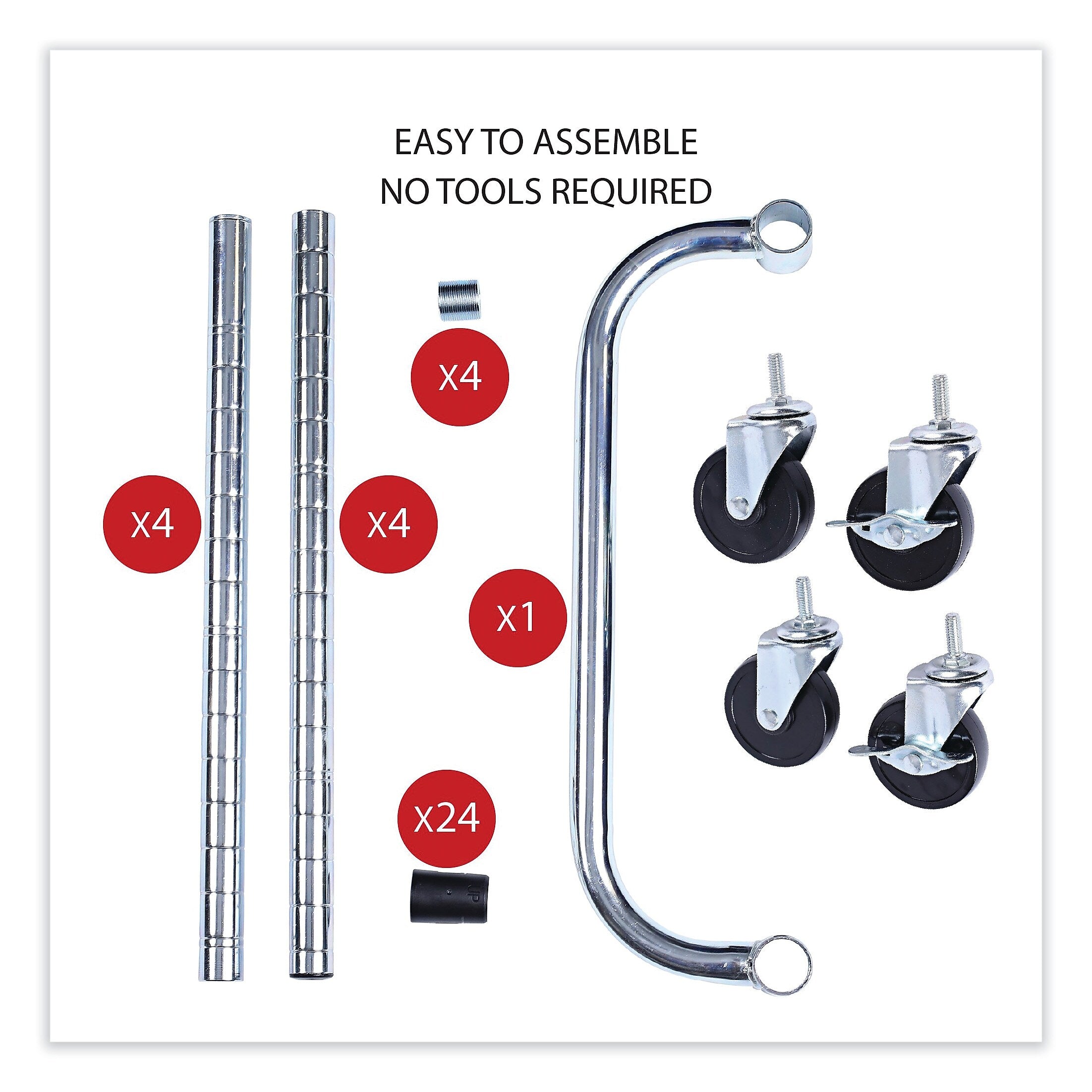 Alera® 3-Shelf Wire Cart with Liners, 34.5w x 18d x 40h, Silver, 600-lb Capacity