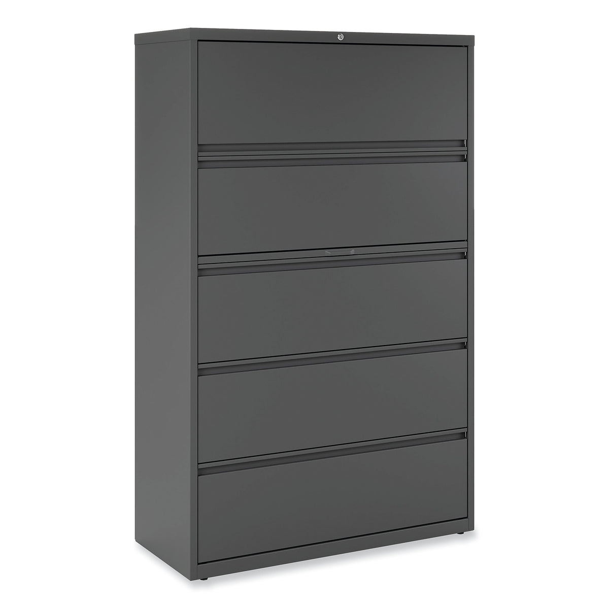 Alera 5-Drawer Lateral File Cabinet, Letter/Legal Size, Lockable, 67.63"H x 42"W x 18.63"D, Charcoal