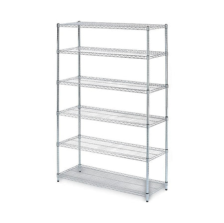 Alera 6-Shelf Commercial Wire Shelving Kit, 72"H x 48"W x 18"D, Silver