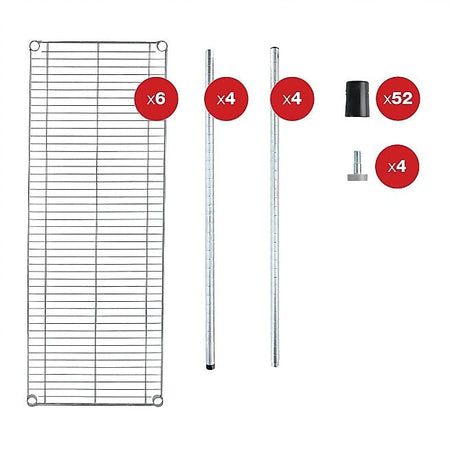 Alera 6-Shelf Commercial Wire Shelving Kit, 72"H x 48"W x 18"D, Silver